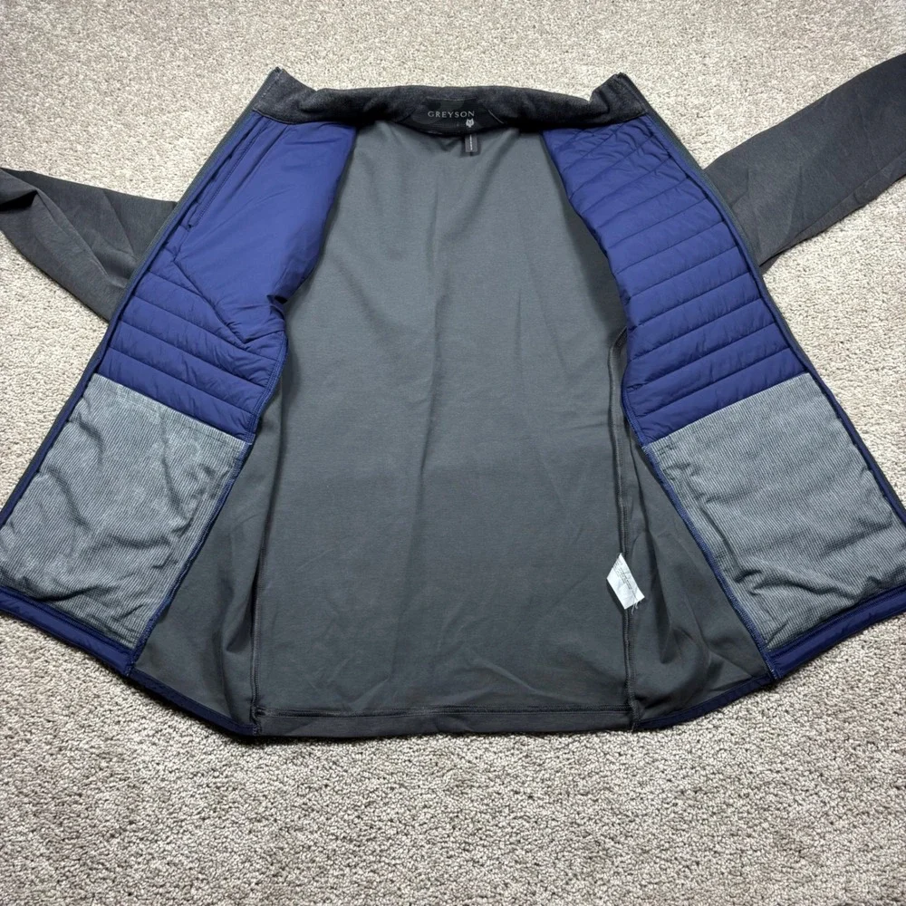 Greyson Yukon Hybrid Jacket Mens Medium Blue Gray Quilted Full Zip Golf Coat